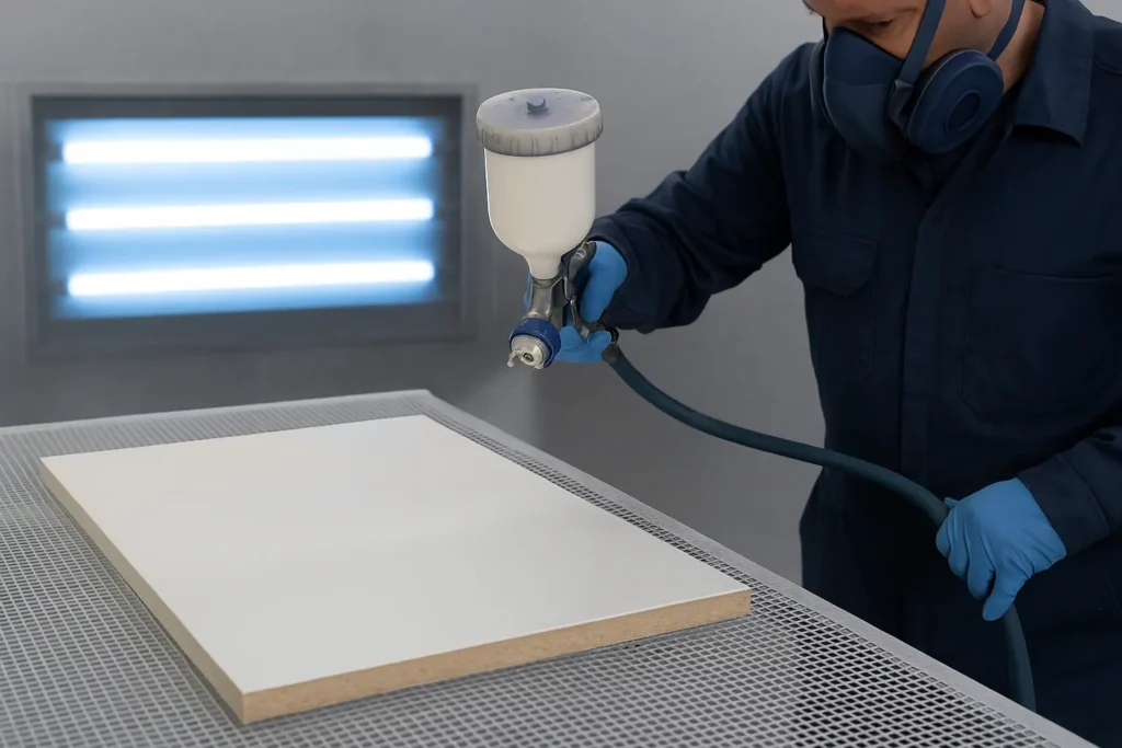 Proceso técnico lacado profesional puertas blancas MDF